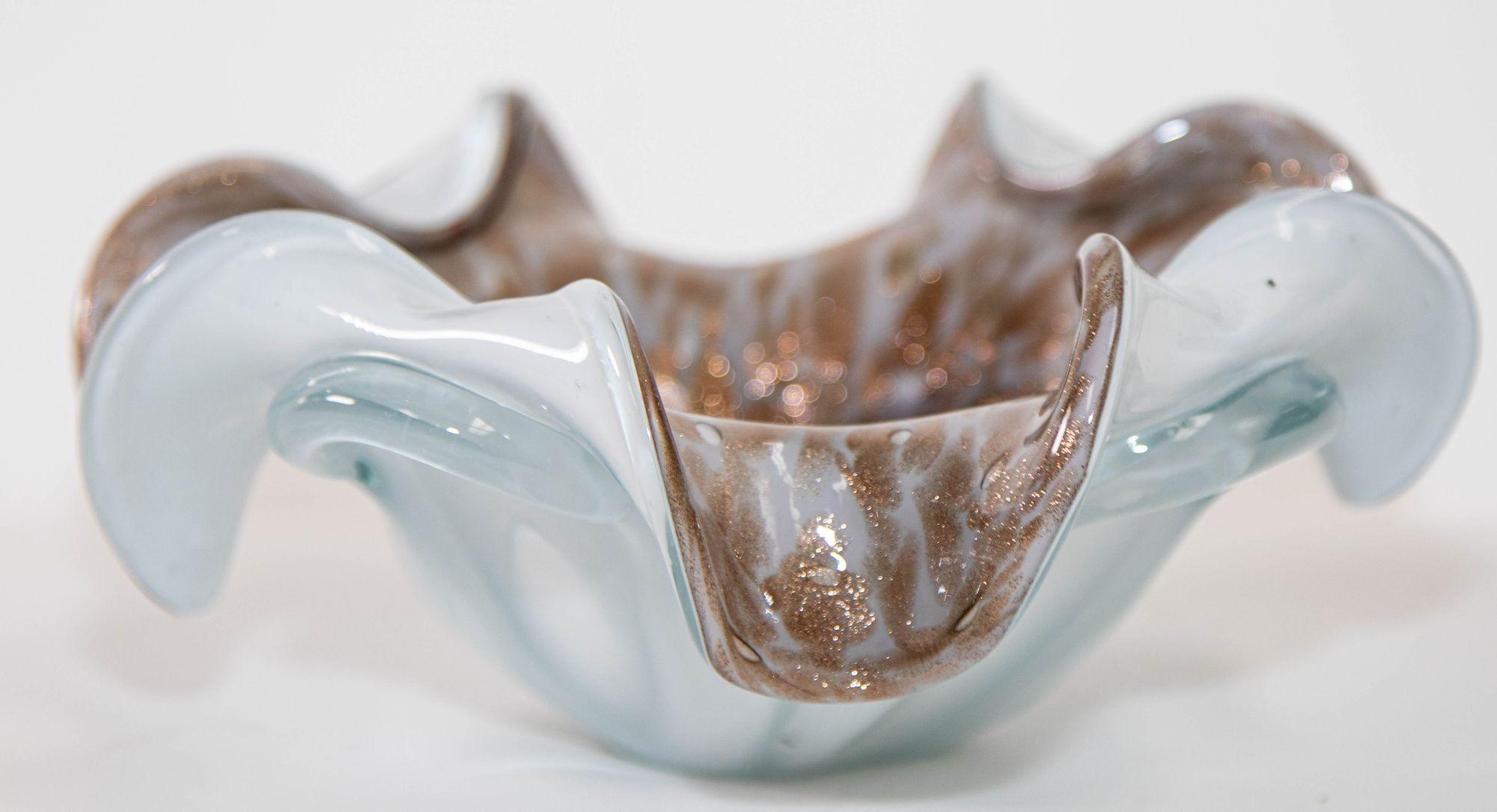 Art Glass 1960s Bronze Murano Blown Glass Italian Bowl with Copper and Gold Flecks For Sale