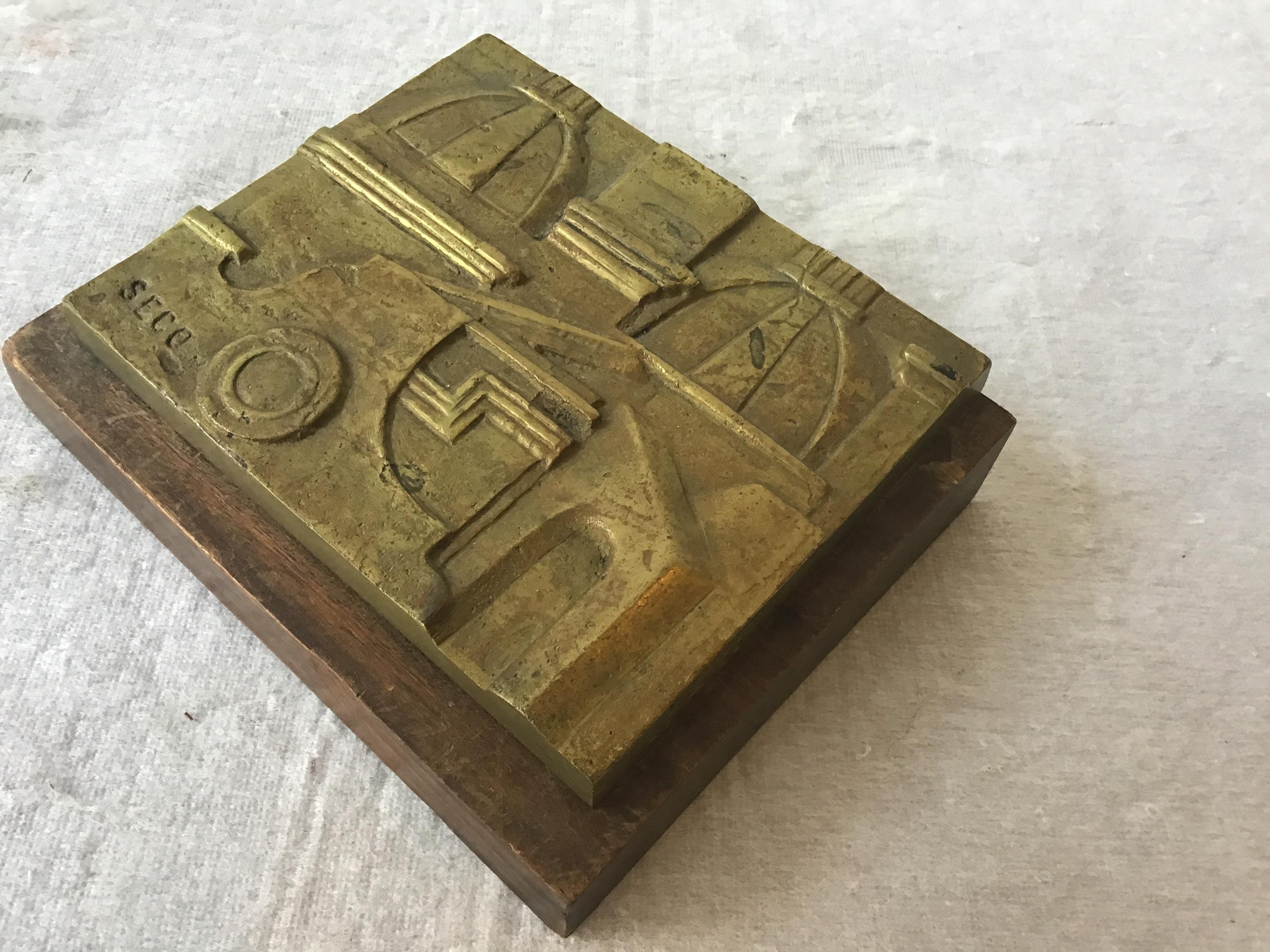 1960s Bronze Plaque of European Buildings by Seco For Sale 1