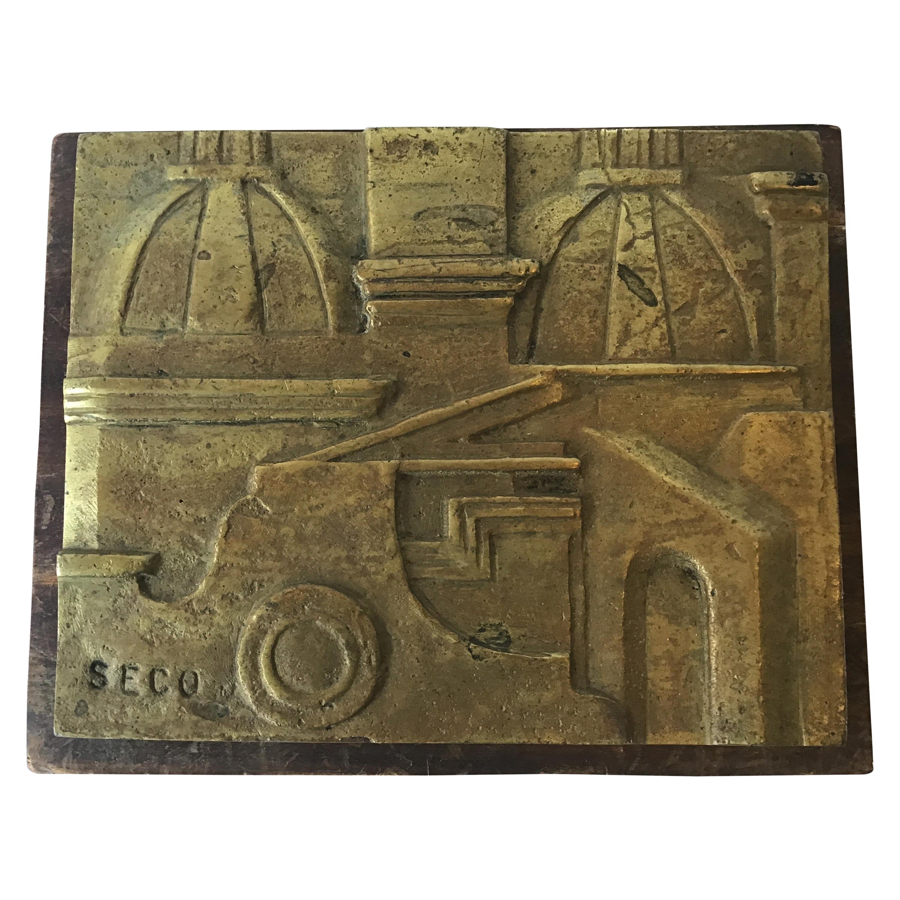 1960s Bronze Plaque of European Buildings by Seco For Sale