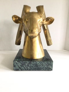 1960s Bronze Ram on Marble Base