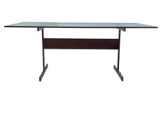 1960’s Bronze & Rosewood I-Beam Glass Dining Table