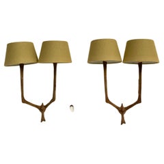 1960's bronze sconces in the style of Diego Giacometti