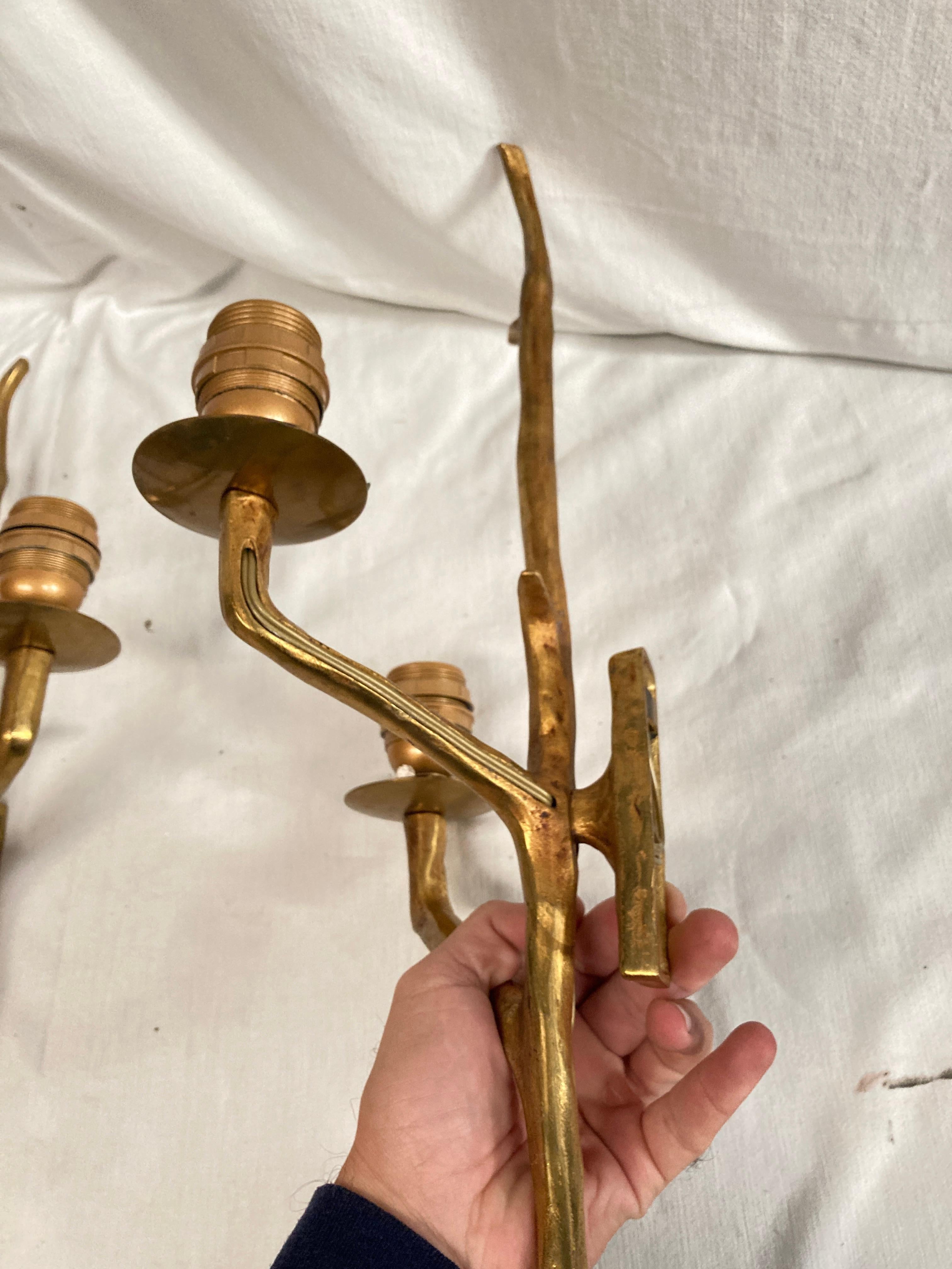 Apliques de bronce de los años 60 de estilo Felix Agostini en venta 3