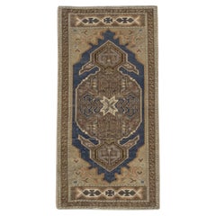 1960s Brown 
Blue Vintage Turkish Mini Rug 1
8" X 3
4"