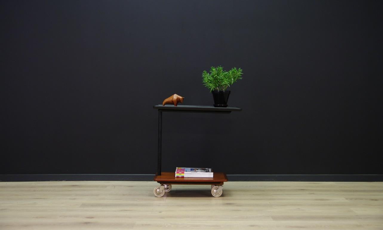 Original coffee table - bar from the 1960s-1970s, Scandinavian design. The table has a counter painted in black paint. In addition, the table is mounted on wheels, so it can be easily moved. Preserved in good condition - directly for