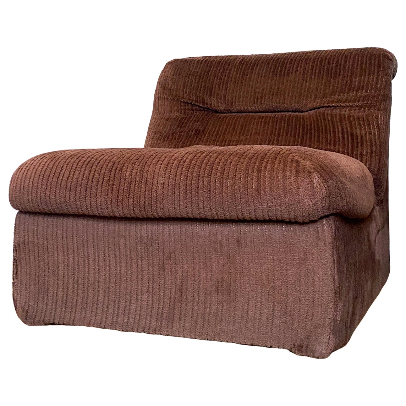 1960’s Brown Corduroy Lounge Chair For Sale