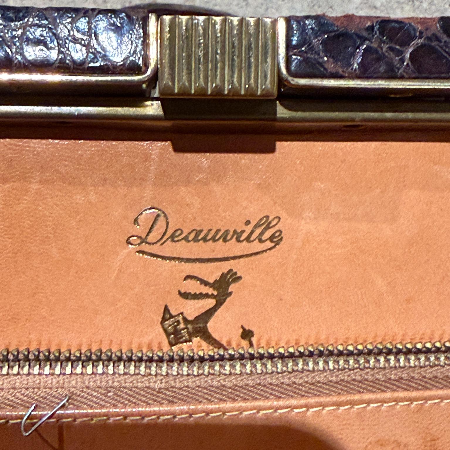 1960s Brown Crocodile Handbag Deauville For Sale 7
