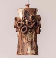 1960's Brown Cylindrical Brutalist Pendant by Bodil Marie Nielsen from Denmark