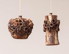 1960's Brown Cylindrical Brutalist Pendant by Bodil Marie Nielsen from Denmark