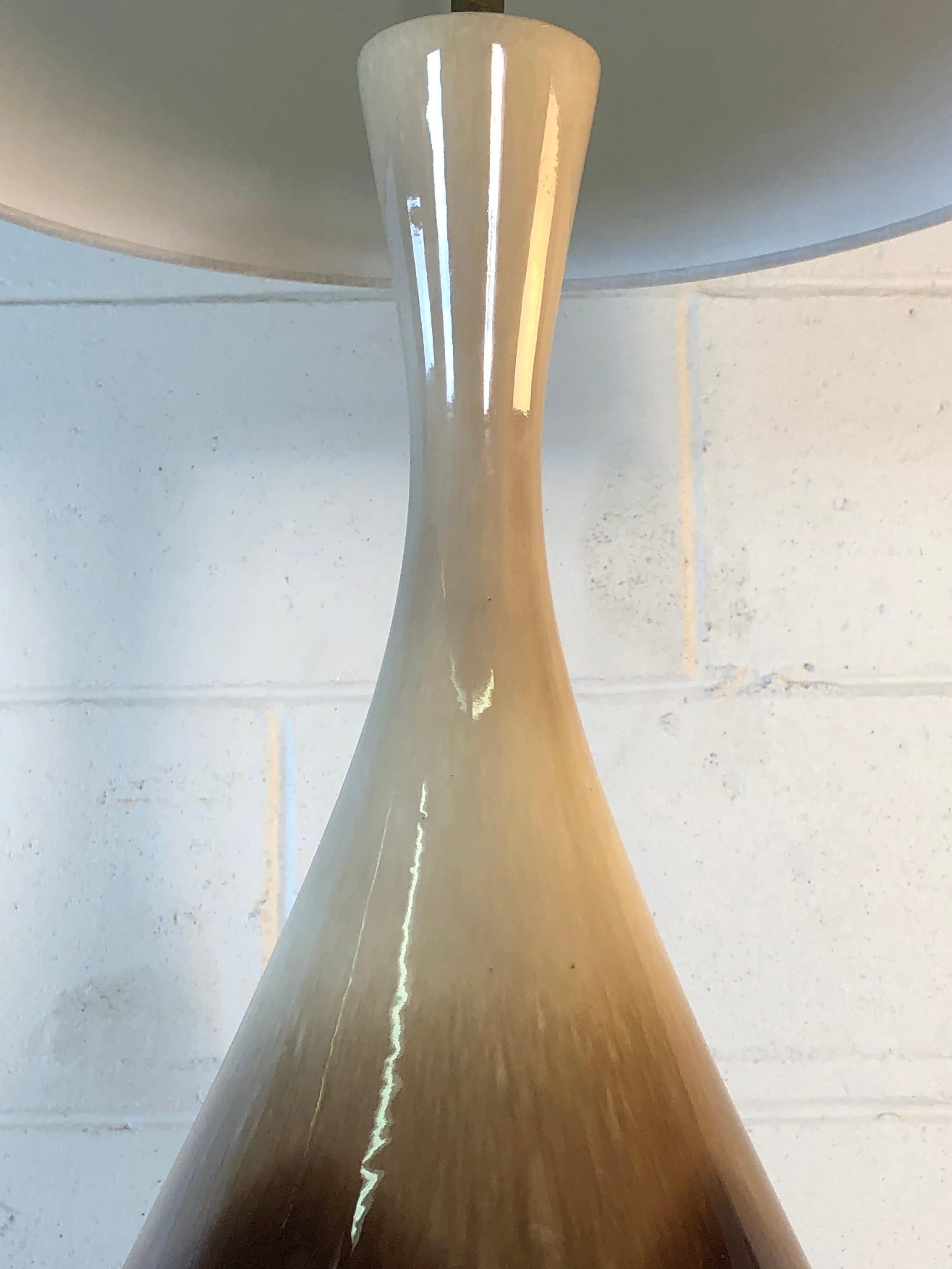 Mid-Century Modern 1960s Brown Drip Glaze Table Lamp