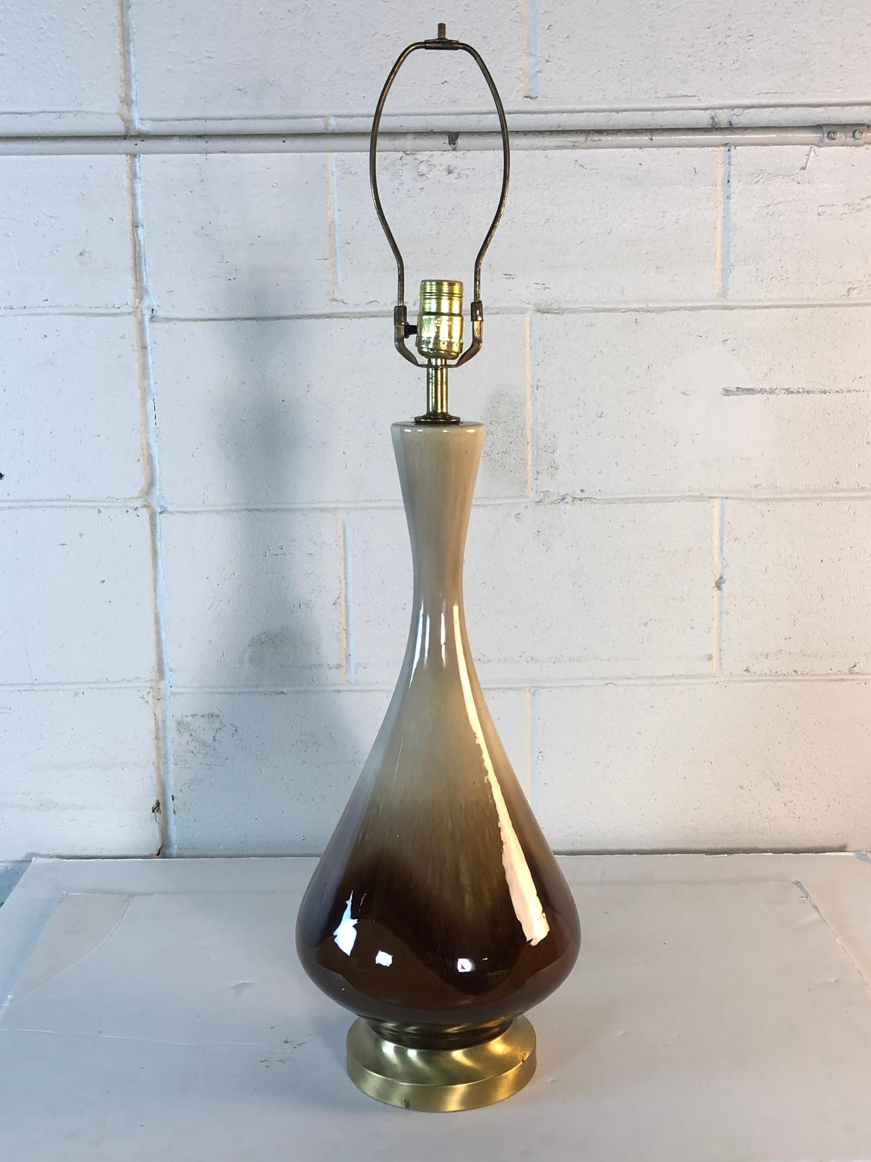 20th Century 1960s Brown Drip Glaze Table Lamp