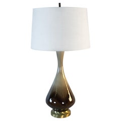 1960s Brown Drip Glaze Table Lamp