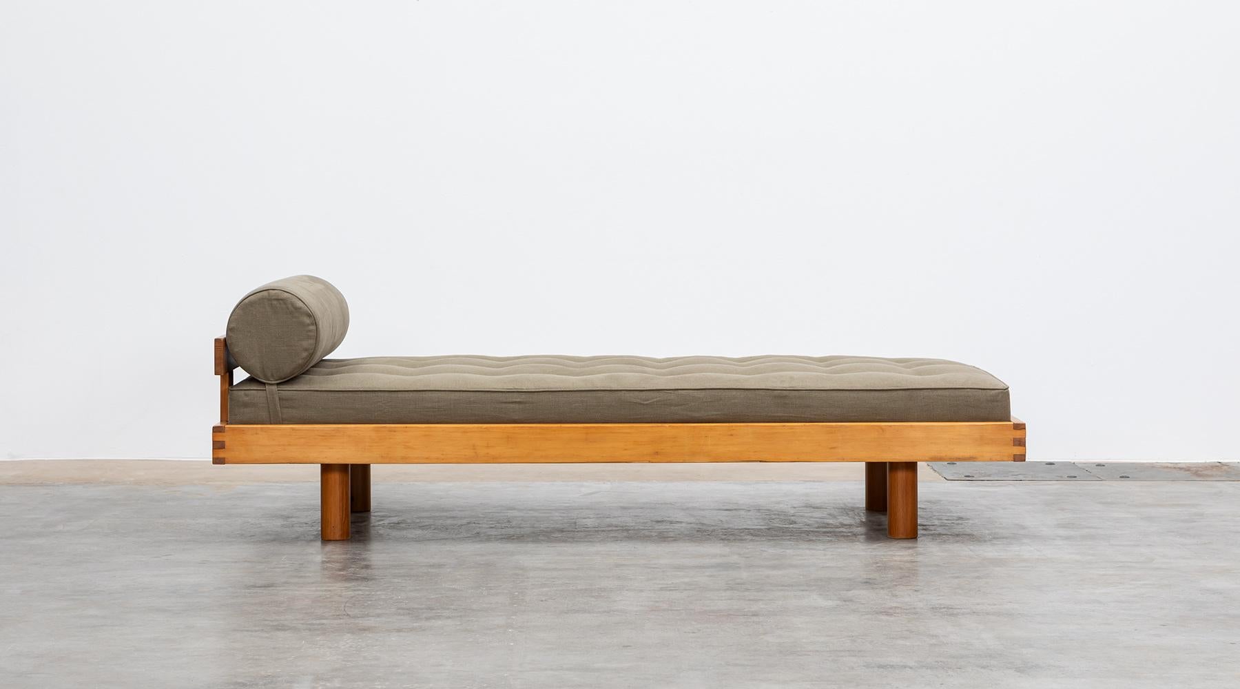 Upholstery 1960s Brown Elmwood Daybed by Pierre Chapo