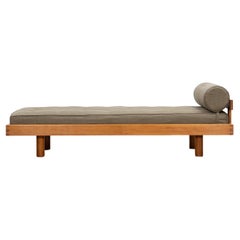 1960s Brown Elmwood Daybed by Pierre Chapo