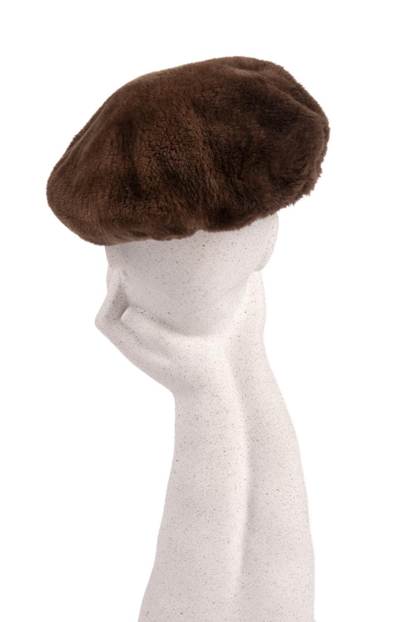 Gray 1960s Brown Genuine Sheared Beaver Fur Beret