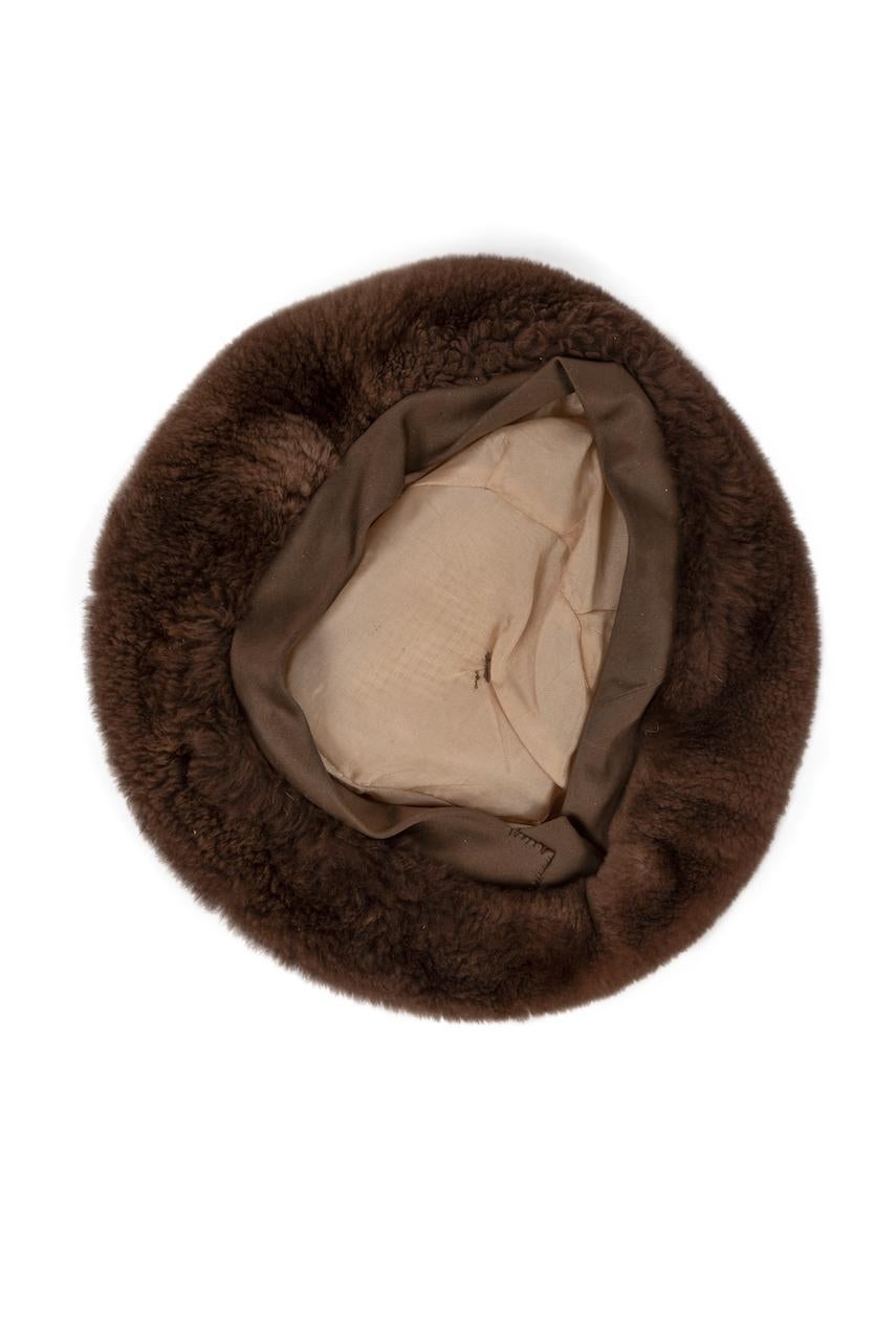 1960s Brown Genuine Sheared Beaver Fur Beret 2