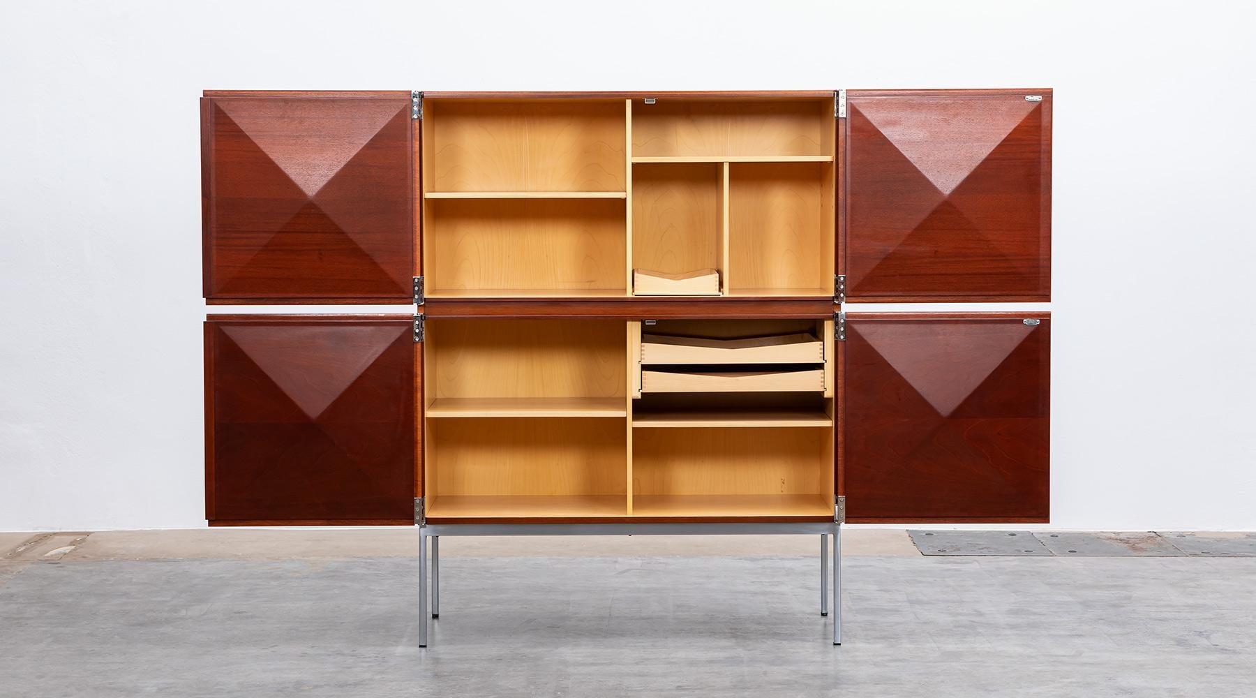 Mid-Century Modern 1960s Brown Highboard by Antoine Philippon and Jacqueline Lecoq For Sale