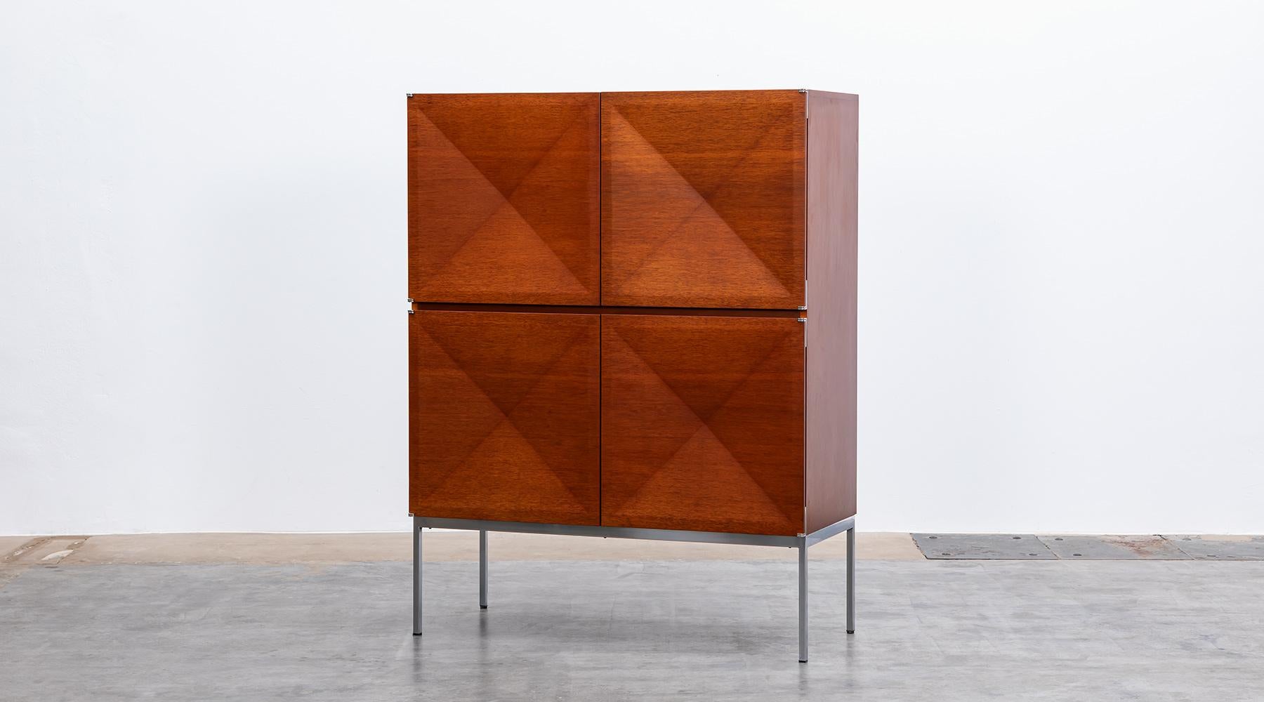 German 1960s Brown Highboard by Antoine Philippon and Jacqueline Lecoq For Sale