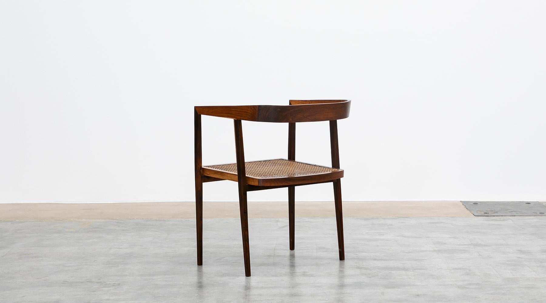 1960s brown wood and cane Chairs by Joaquim Tenreiro For Sale 3