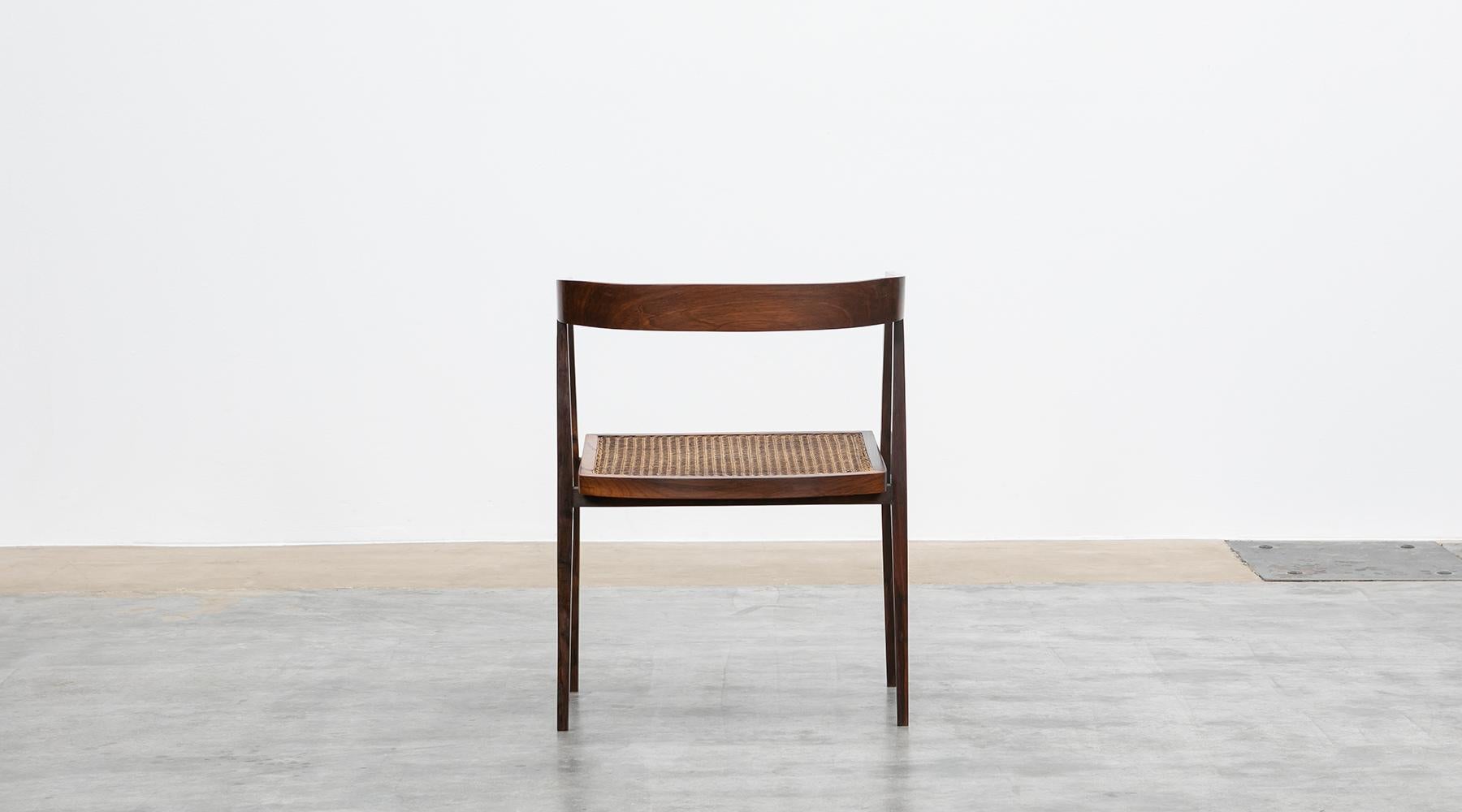1960s brown wood and cane Chairs by Joaquim Tenreiro For Sale 4