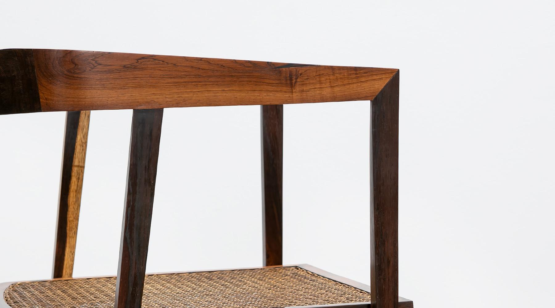 1960s brown wood and cane Chairs by Joaquim Tenreiro For Sale 9