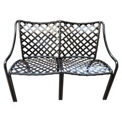 1960s Brown Jordan Black Loveseat Settee Tamiami