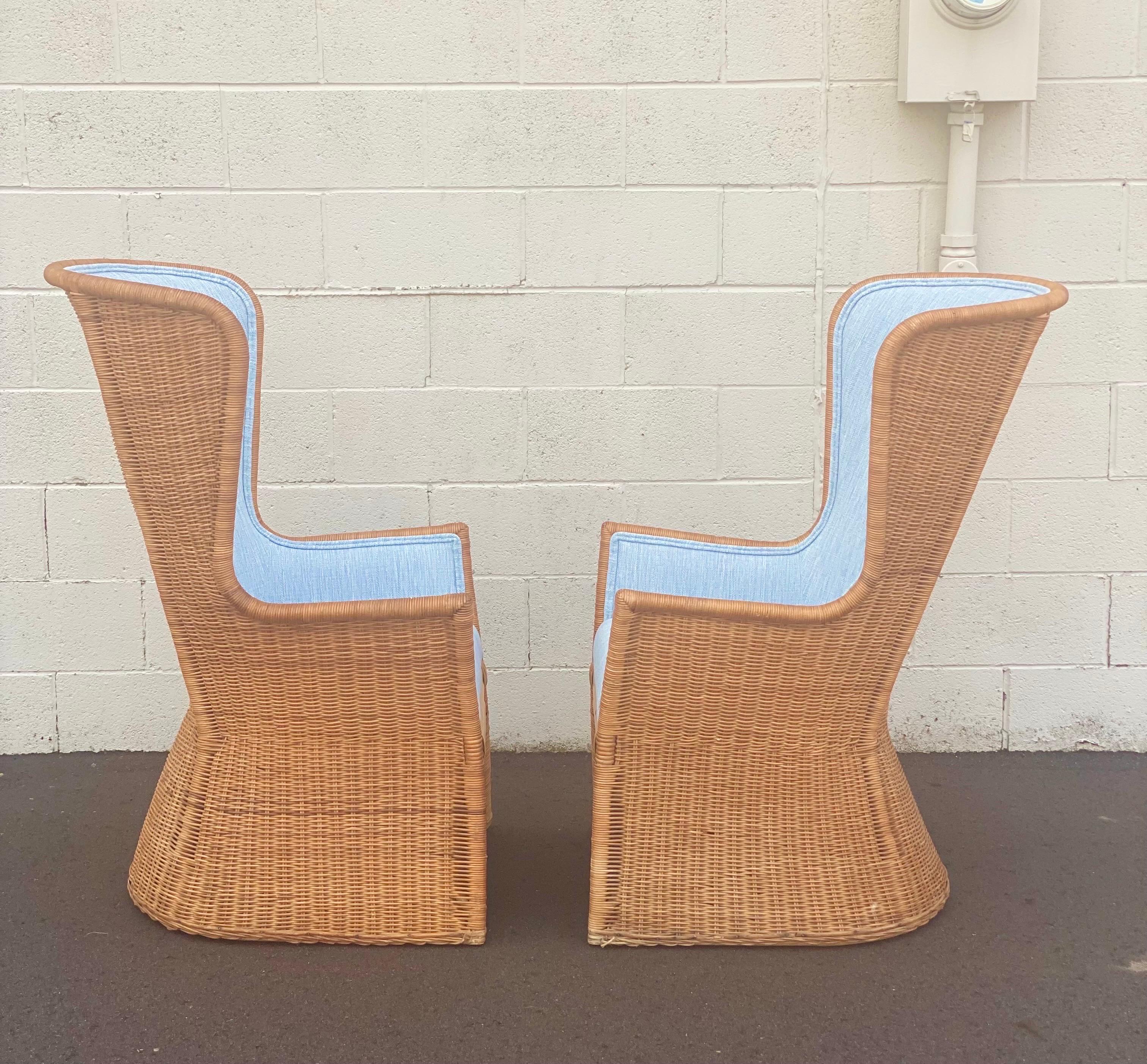 1960s Brown Jordan Trompe L’ Oeil Wicker Rattan Dining Chairs, 6 Pieces 3