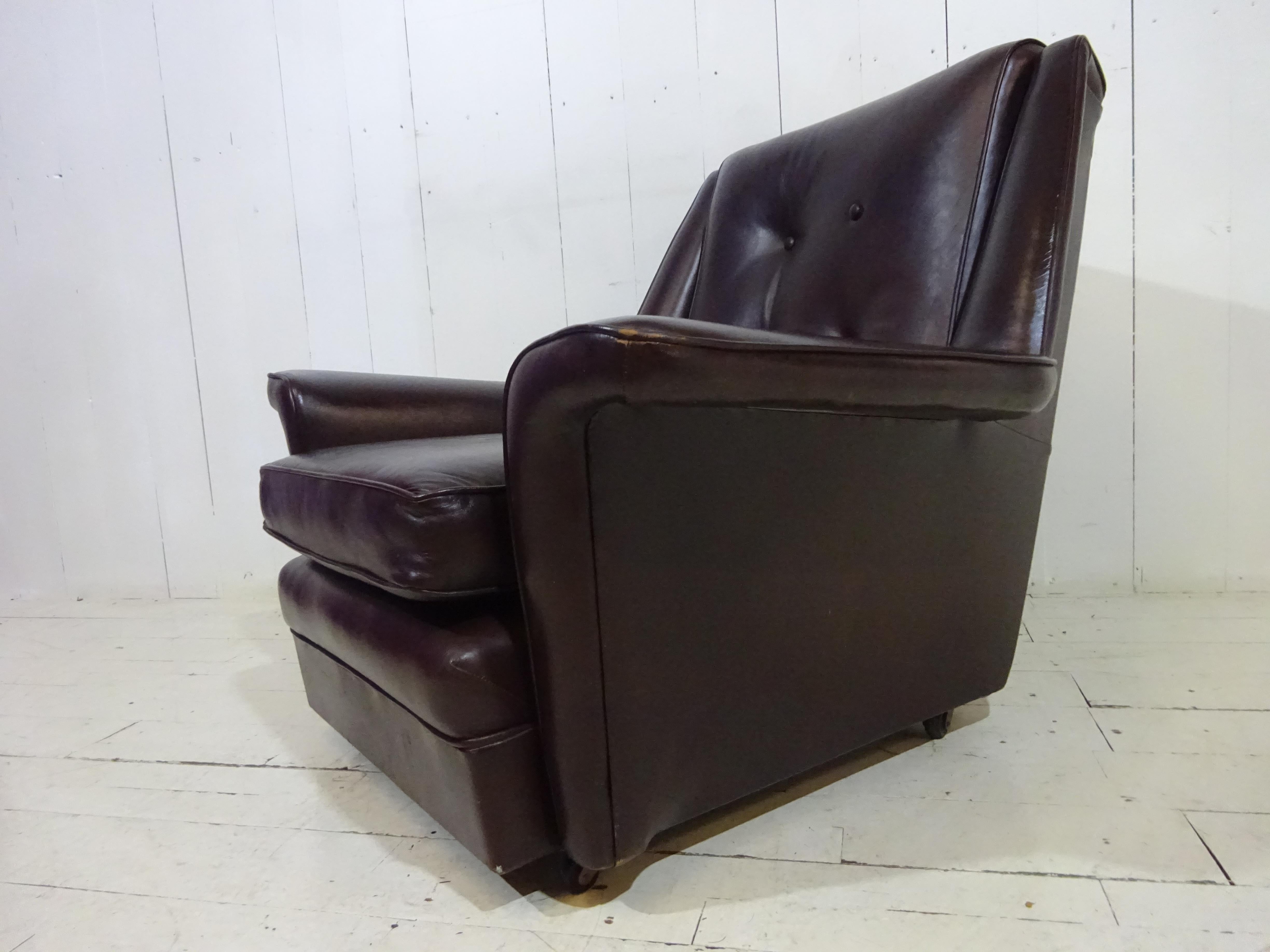 British 1960's Brown Leather Lounge Chairs