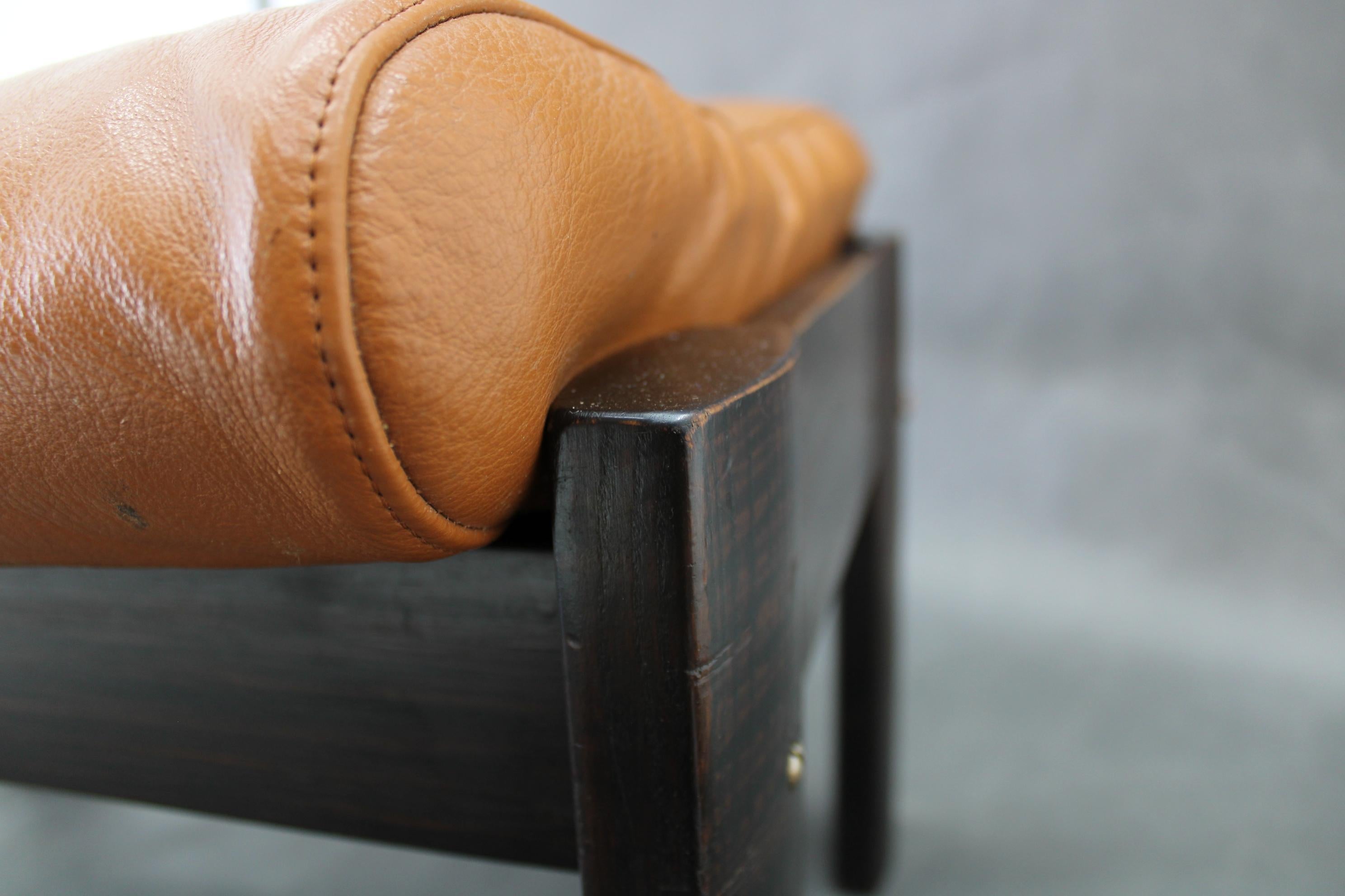 1960s Brown Leder Oak Hocker, Dänemark im Angebot 4