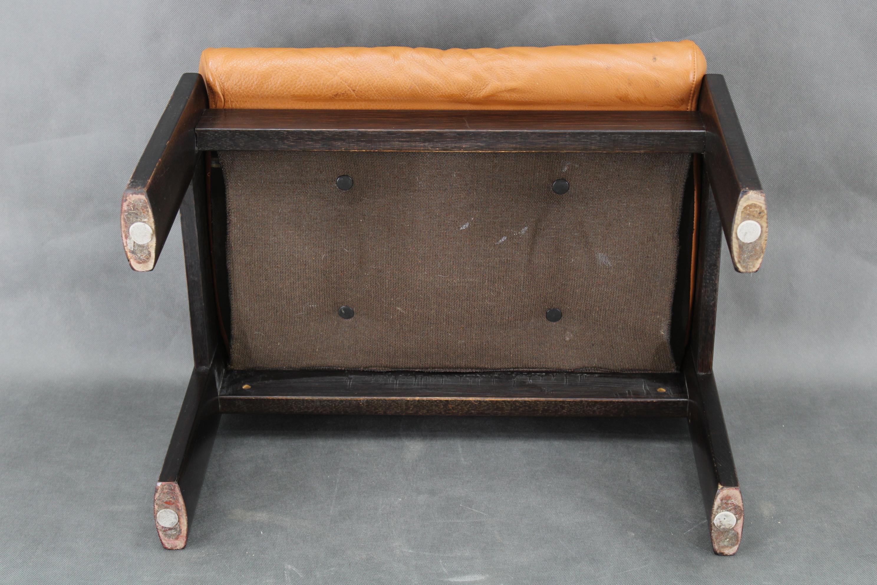 1960s Brown Leder Oak Hocker, Dänemark im Angebot 5