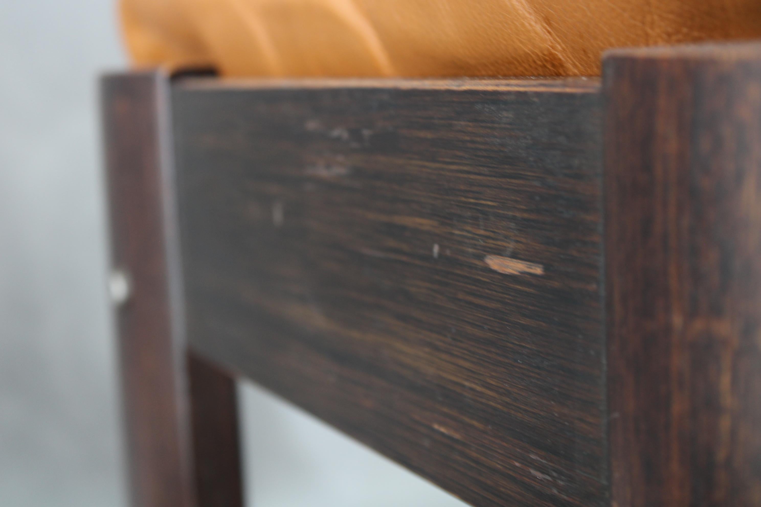1960s Brown Leder Oak Hocker, Dänemark im Angebot 2
