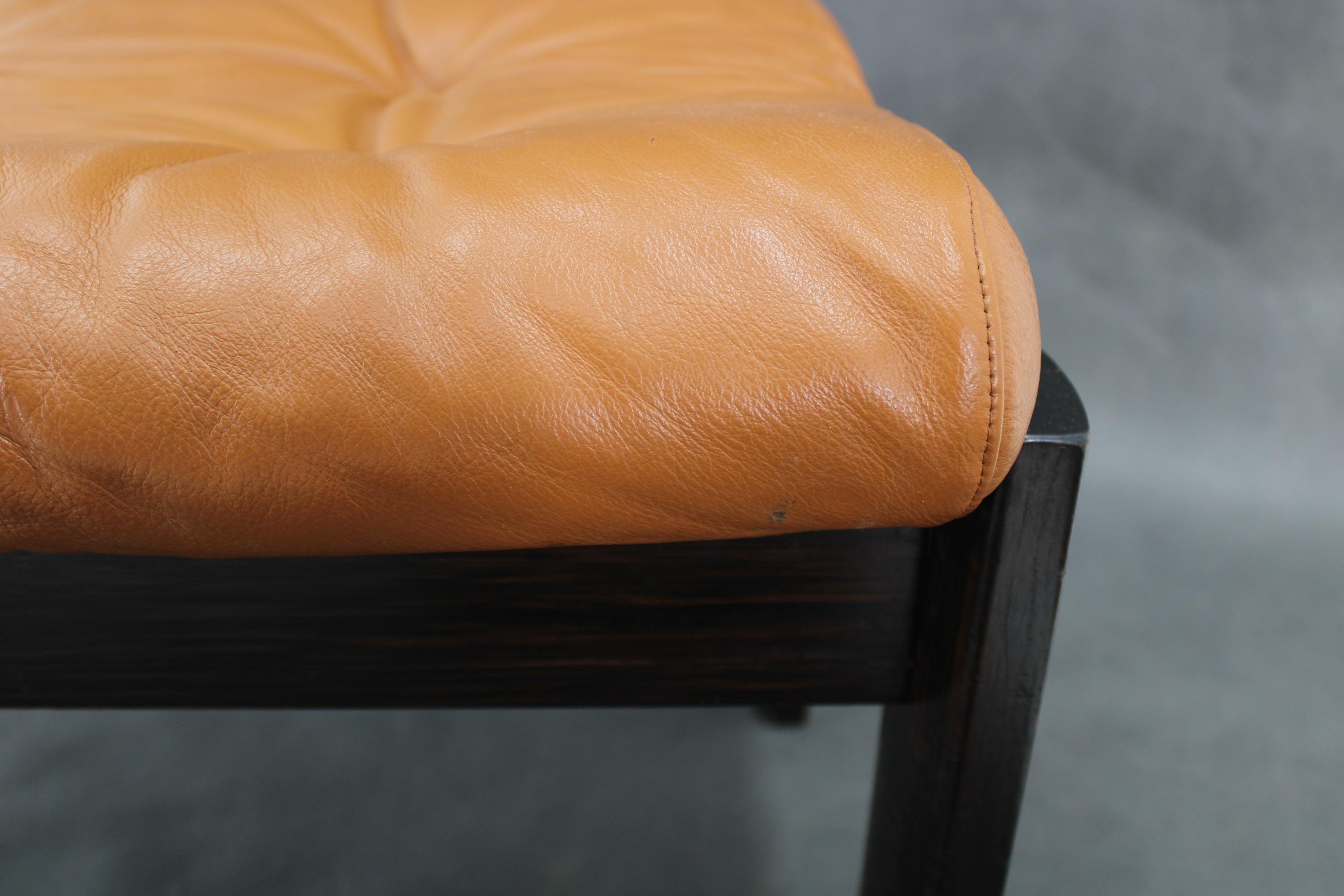 1960s Brown Leder Oak Hocker, Dänemark im Angebot 3