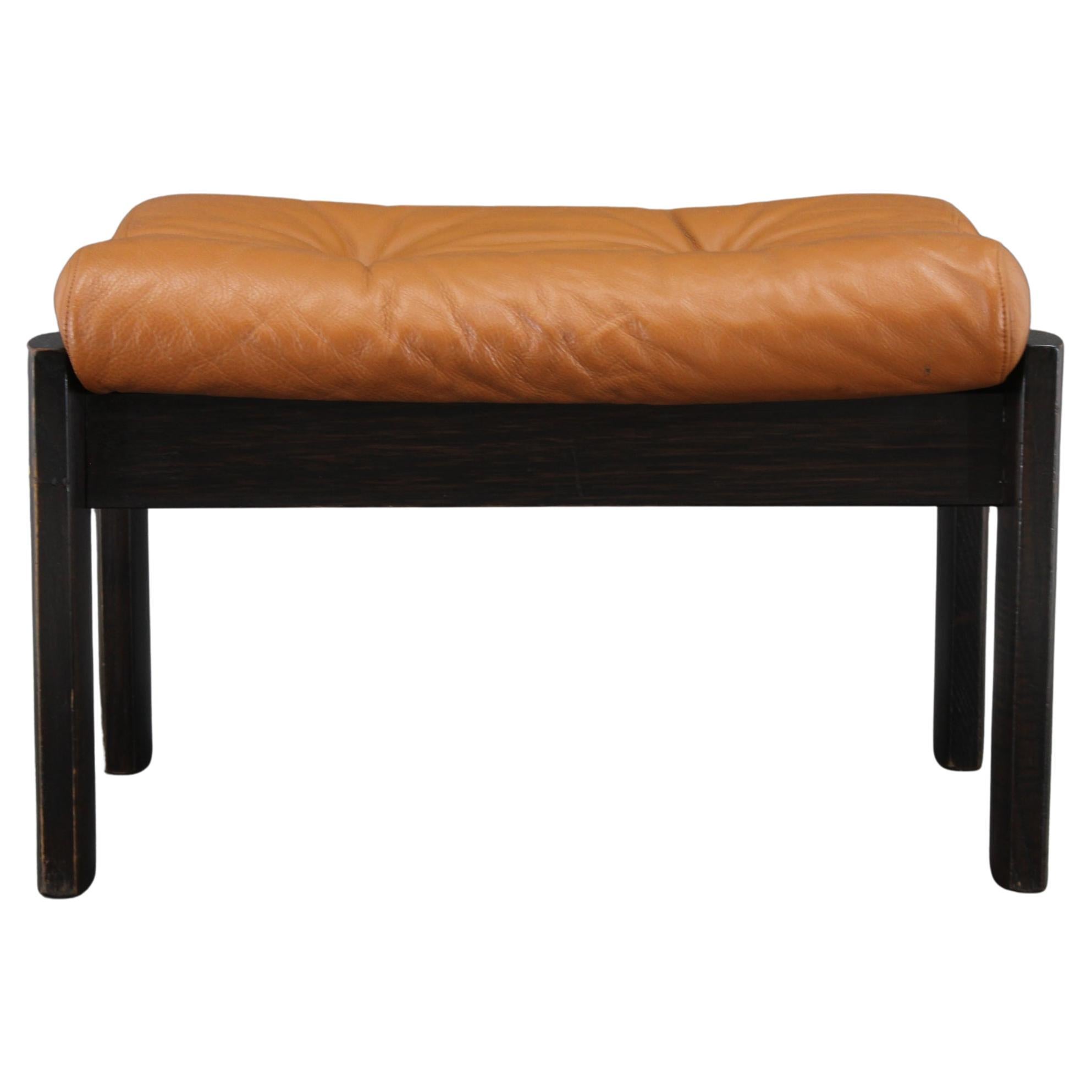 1960s Brown Leder Oak Hocker, Dänemark