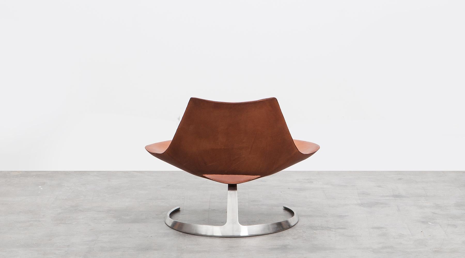 Danish 1960s Brown Leather Scimitar Chair by Fabricius / Kastholm 'a' For Sale