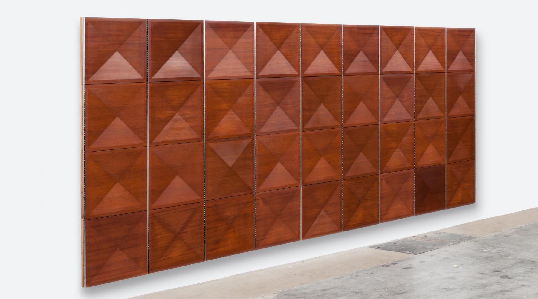 Mid-Century Modern 1960s Brown Mahogany Panel Wall by Antoine Philippon / Jacqueline Lecoq For Sale