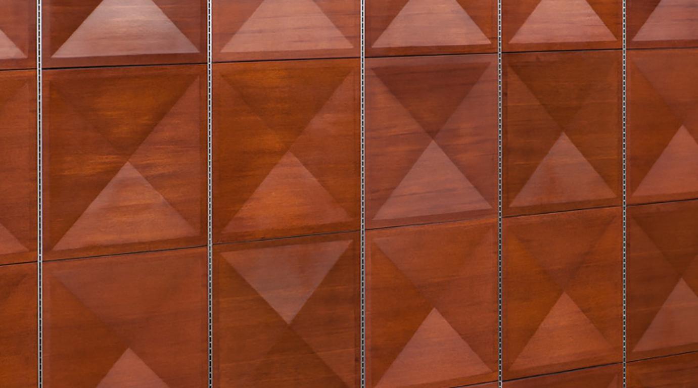German 1960s Brown Mahogany Panel Wall by Antoine Philippon / Jacqueline Lecoq For Sale