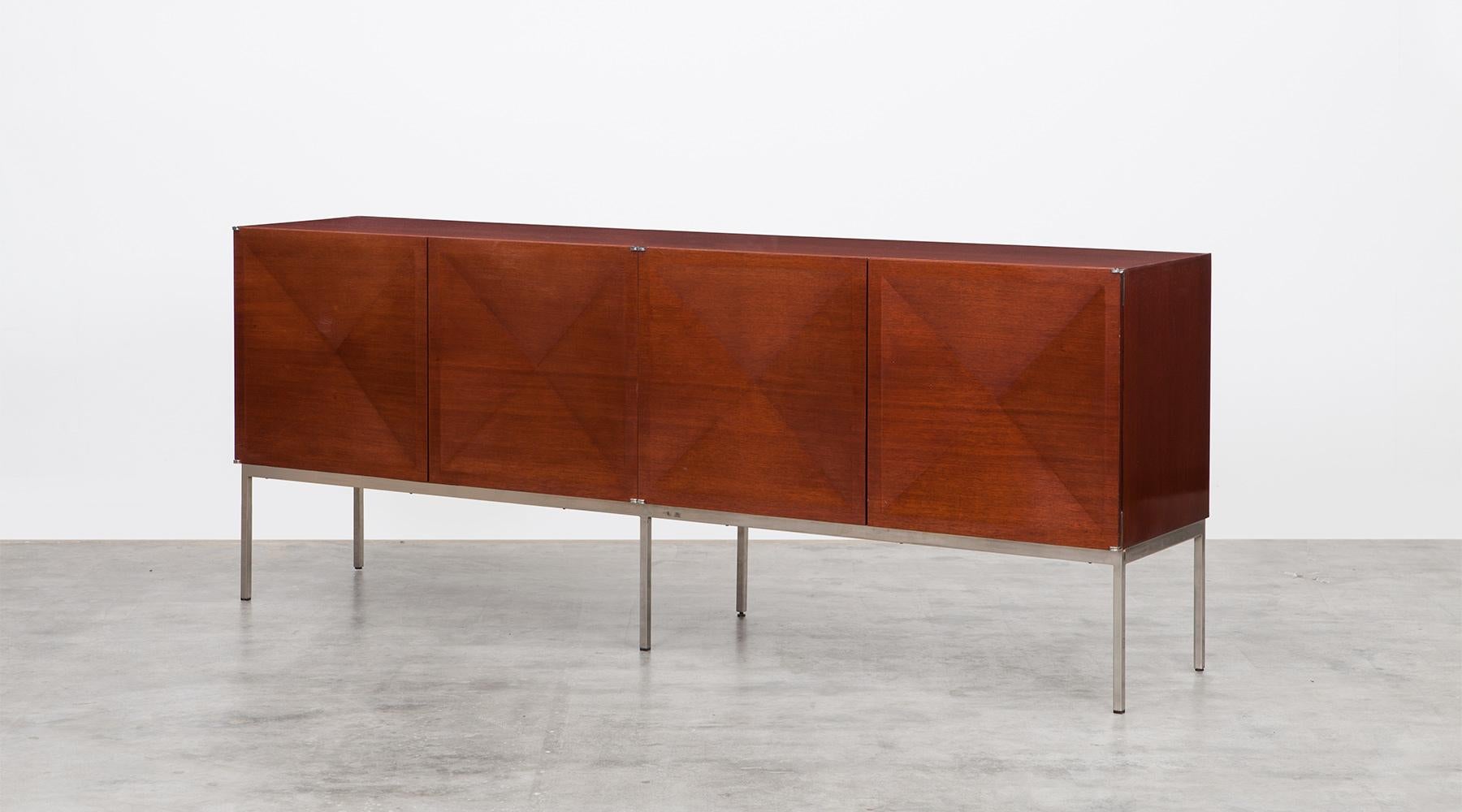 Mid-Century Modern 1960s Brown Mahogany Sideboard by Antoine Philippon/Jacqueline Lecoq 'f' For Sale