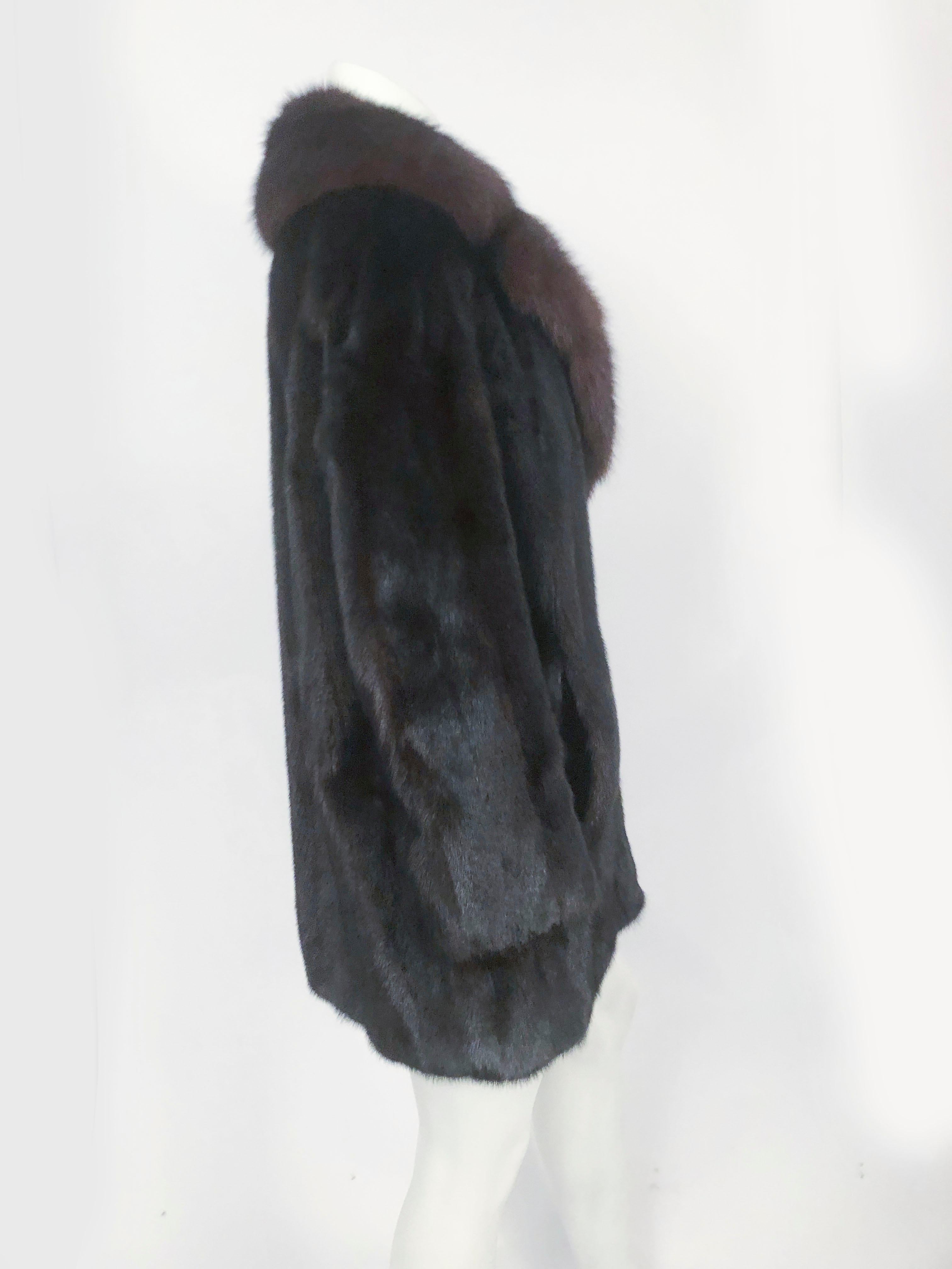 Black 1960s Brown Mink Jacket With Sable Collar