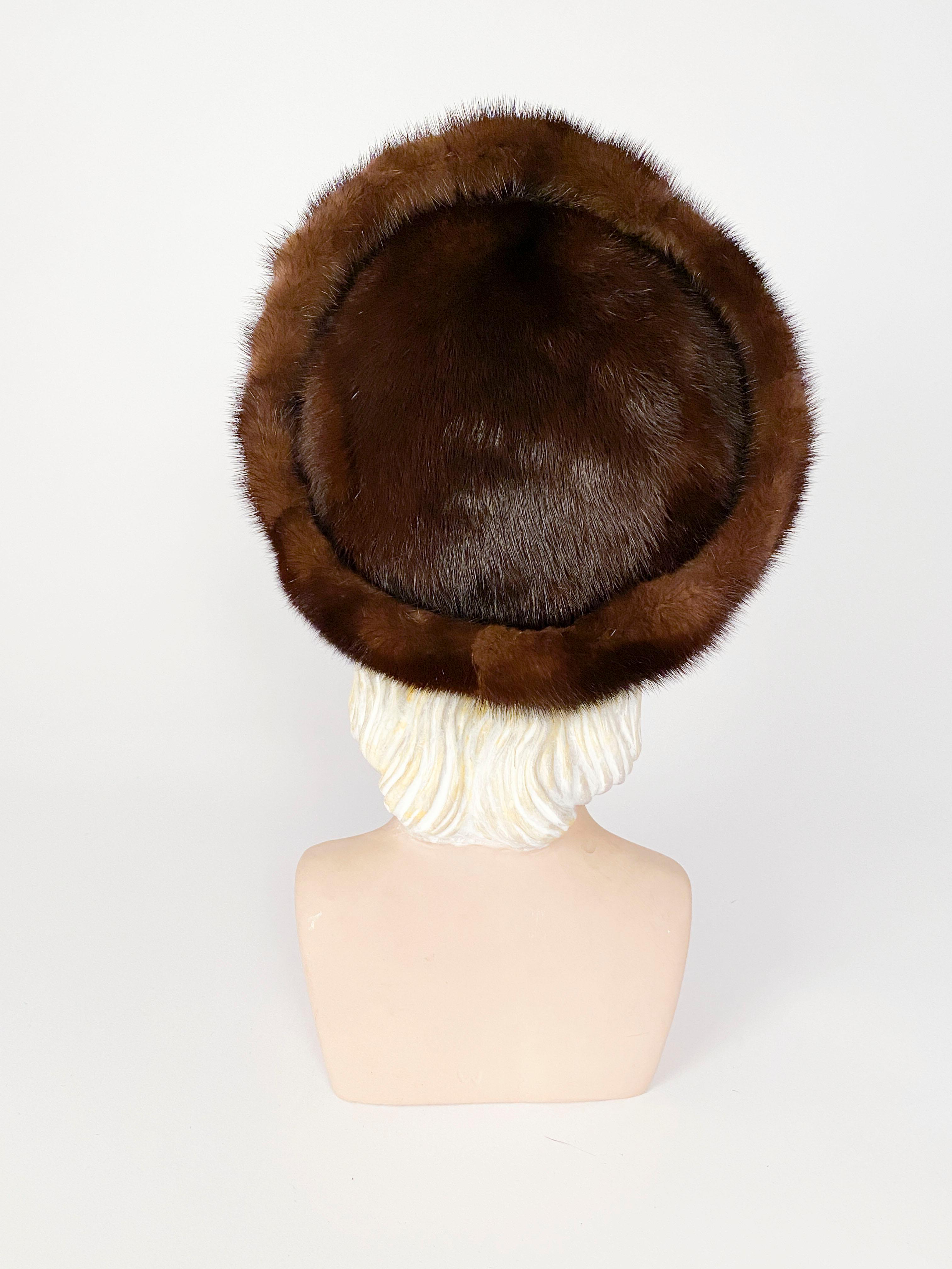 1960s Brown Ranch Mink and Satin Hat In Good Condition In San Francisco, CA