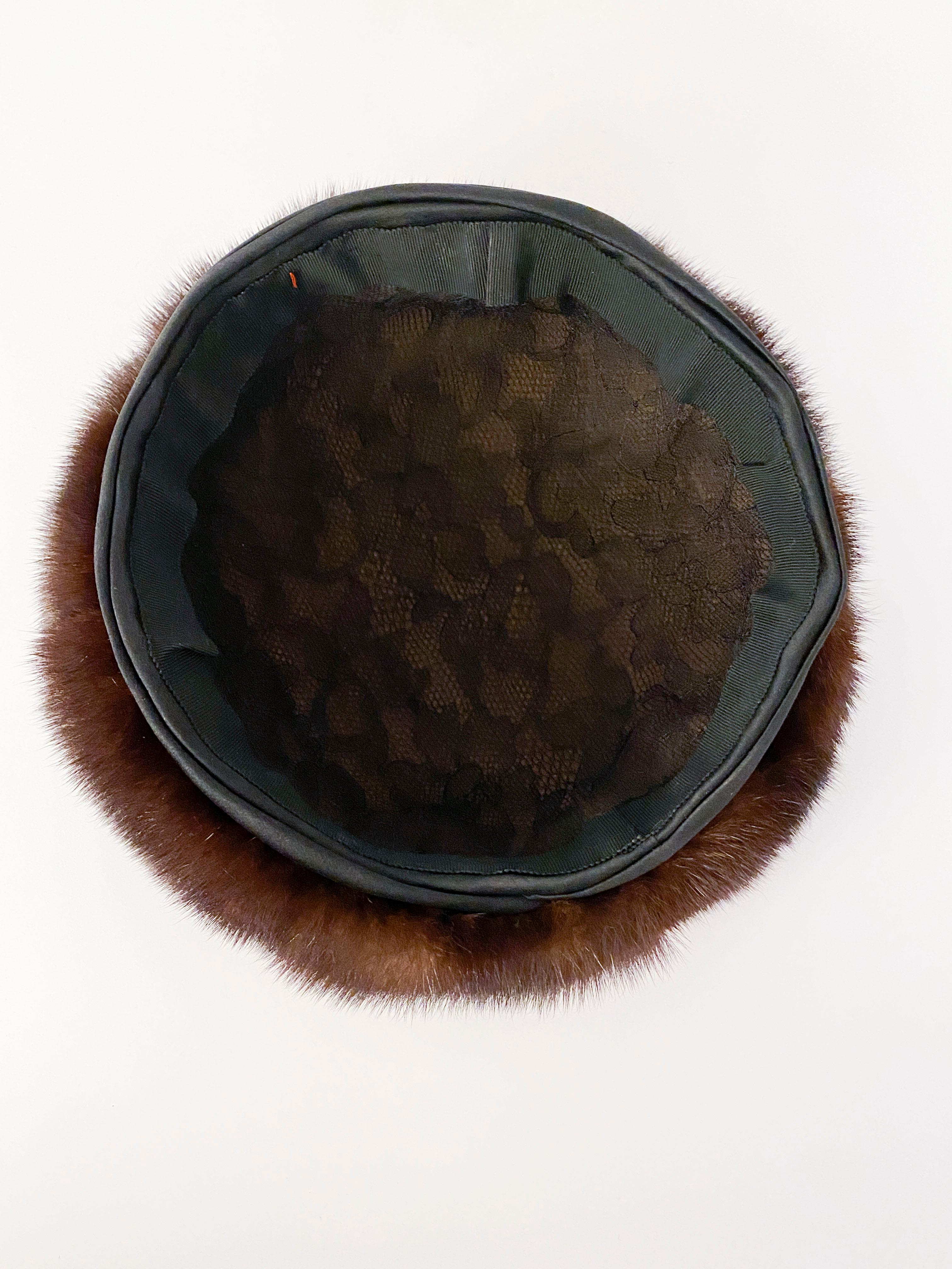 1960s Brown Ranch Mink and Satin Hat 1