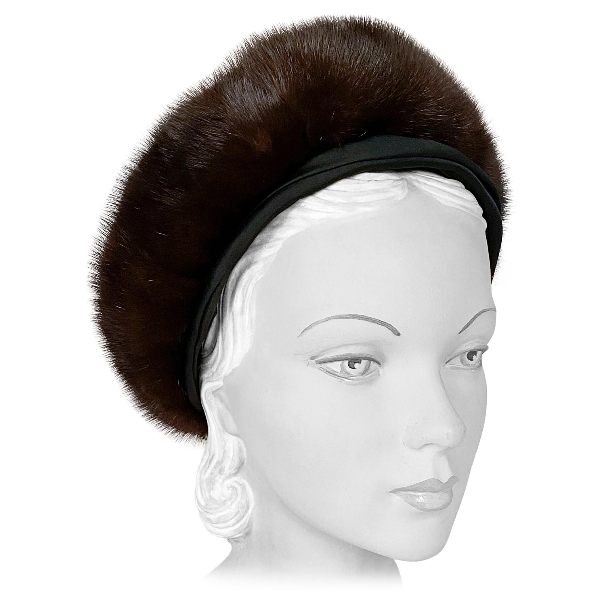 1960s Brown Ranch Mink and Satin Hat