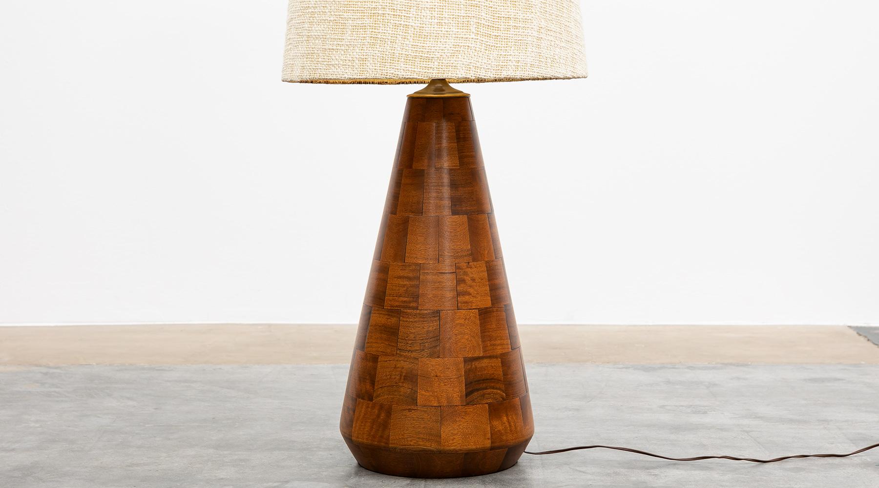 Mid-Century Modern 1960s Brown Walnut Base Floor Lamp in American Design