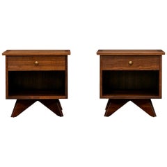 1960s Brown Walnut Pair of Nightstands by George Nakashima