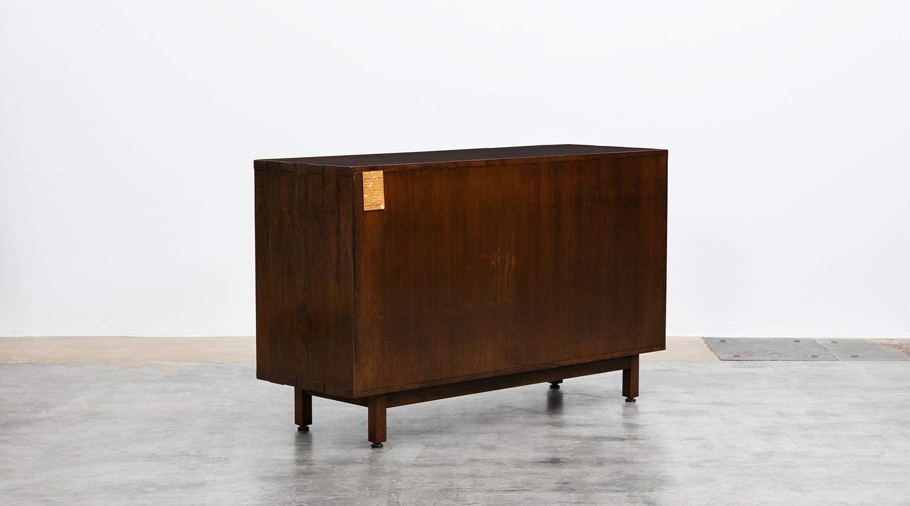 American 1960s Brown Walnut Sideboard by Edward Wormley with Rosewood Details