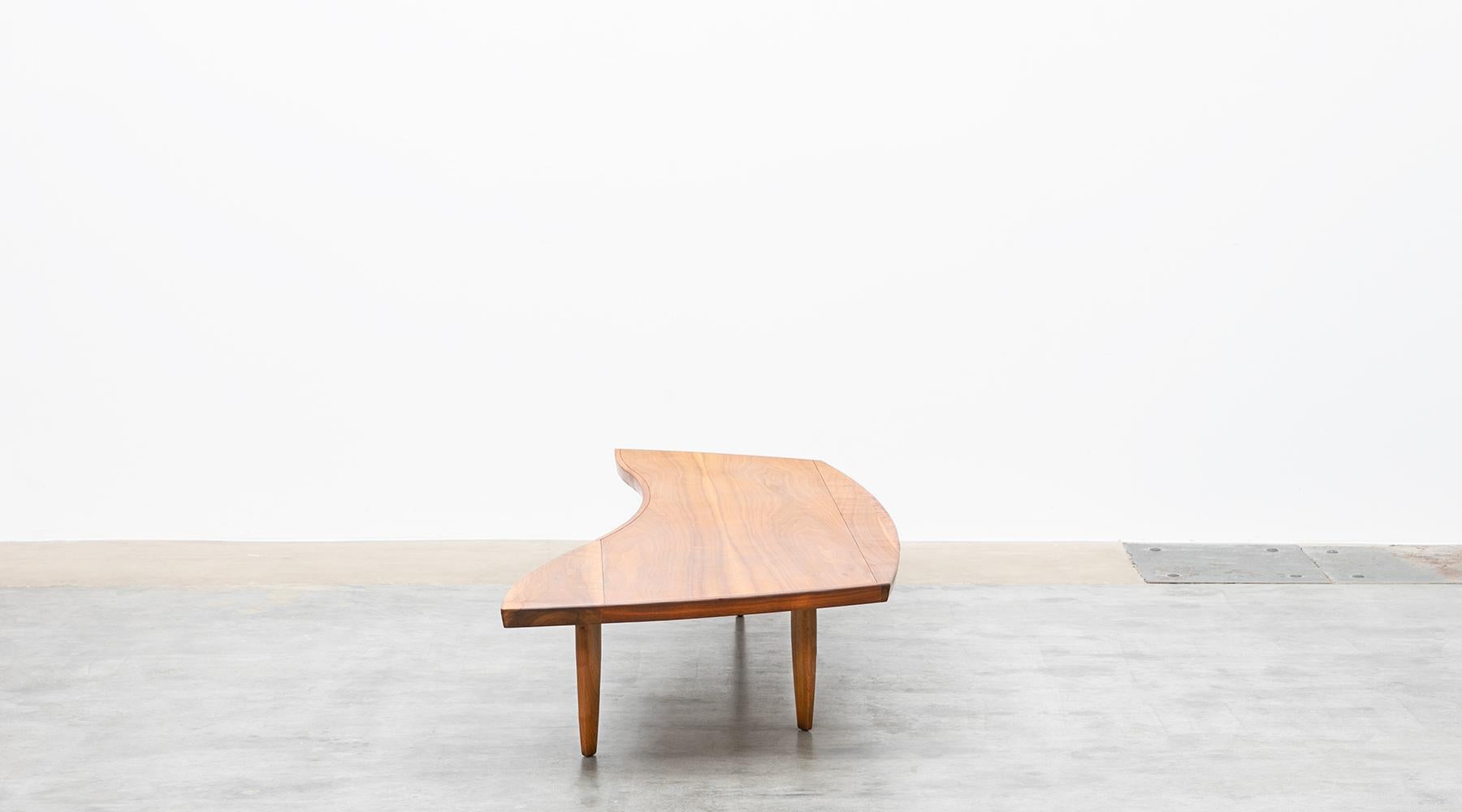 1960s Brown Walnut Veneer Coffee Table by George Nakashima 1