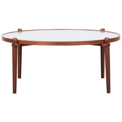 1960s Brown Wood and Etched Metal Coffee Table by Heinz Lilienthal 'f'