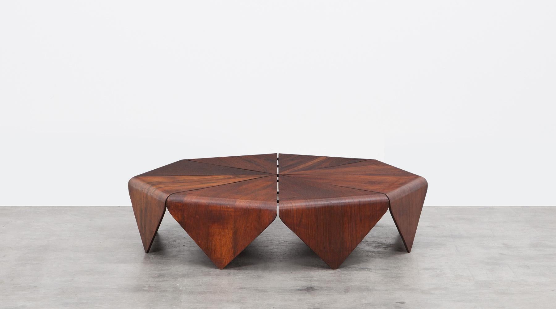 Brazilian jacaranda, coffee table by Jorge Zalszupin, Brazil, 1962.

Very rare octagonal Brazilian jacaranda coffee table designed by Jorge Zalszupin, one of the most famous Midcentury Brazilian architects and designers. For this masterpiece he