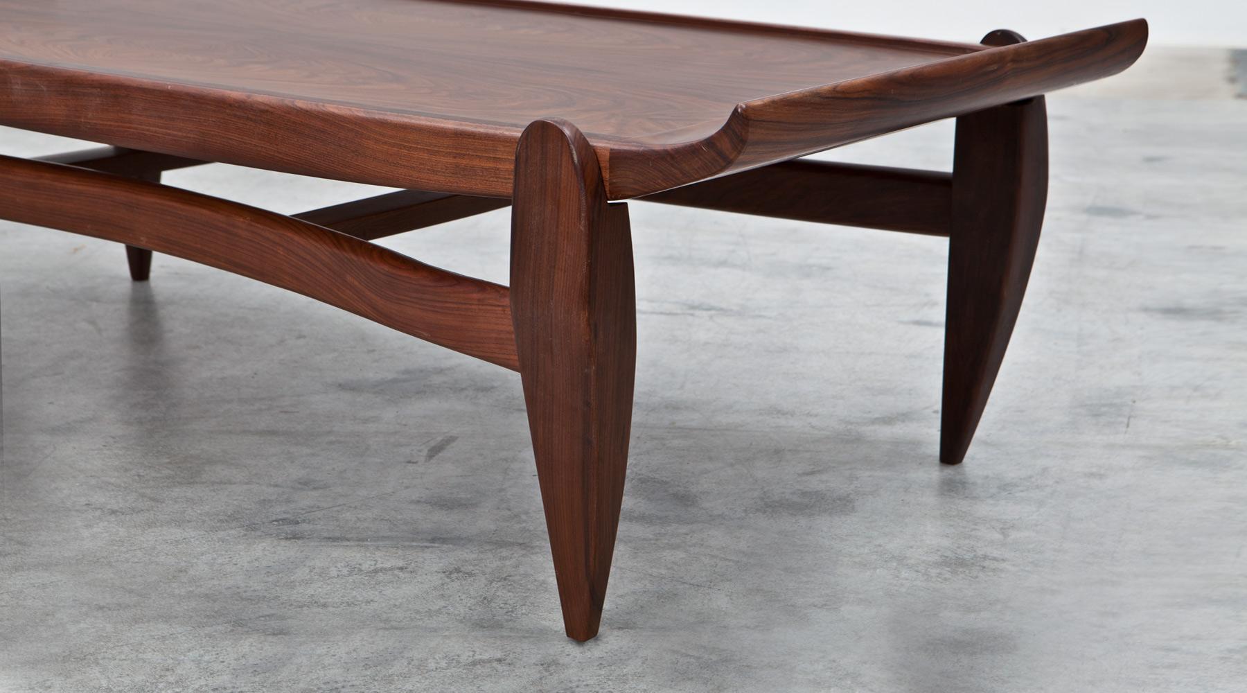 Mid-Century Modern 1960s Brown Wooden Sofa Table by Jean Gillon