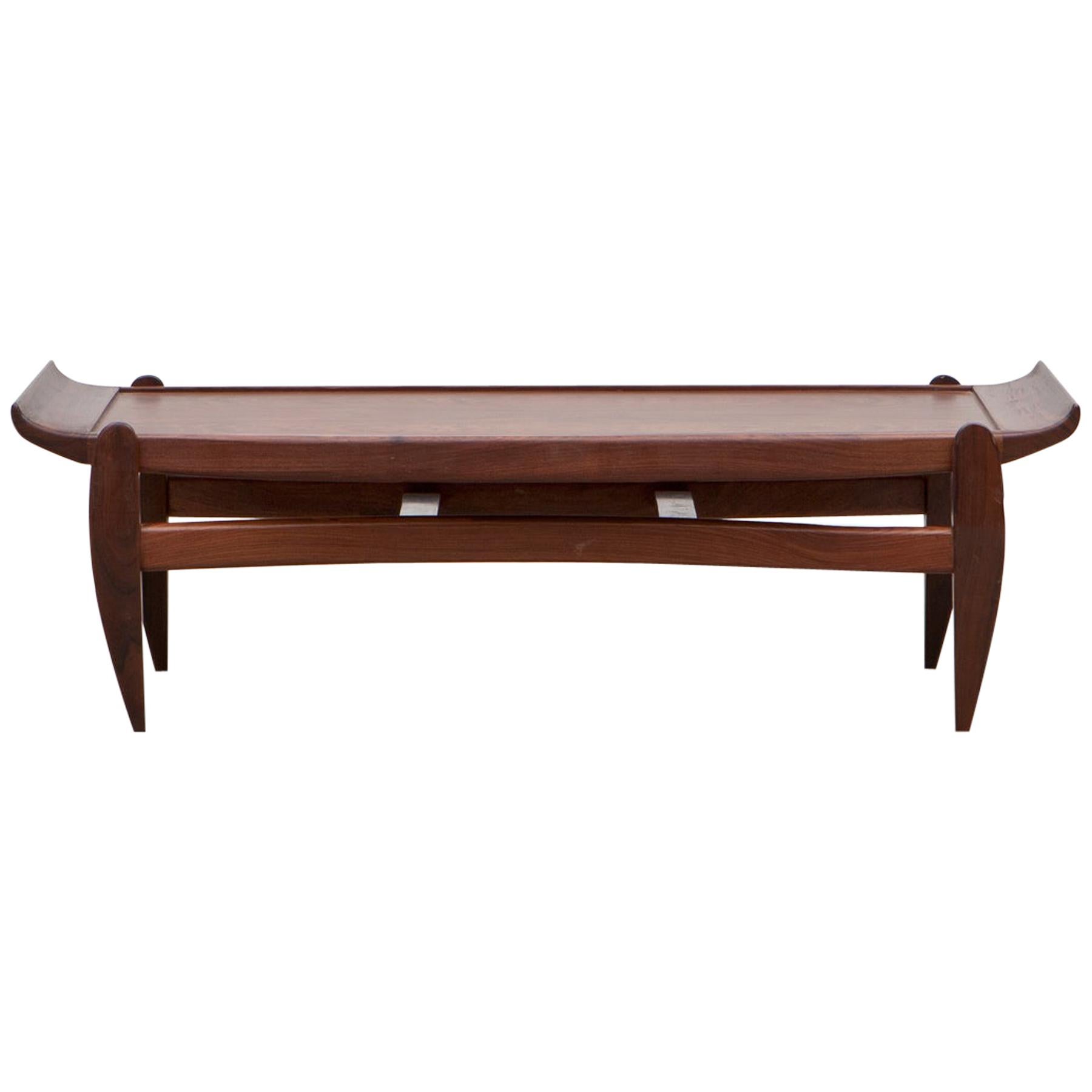 1960s Brown Wooden Sofa Table by Jean Gillon