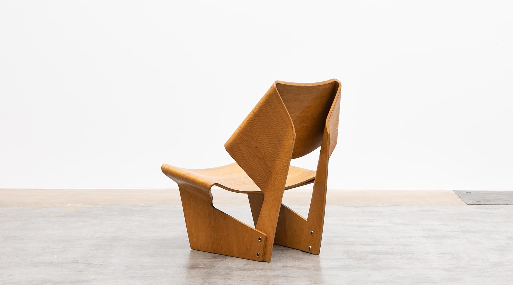 Metà XX secolo Sedia in legno compensato di teak marrone del 1960 di Grete Jalk